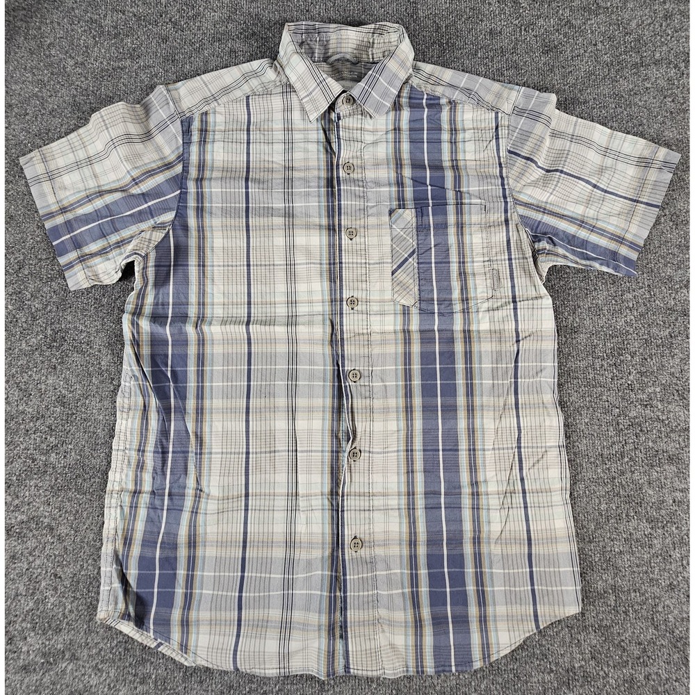Columbia Shirt Mens Medium Blue Plaid Omni-Wick Short Sleeve Outdoor Hiking